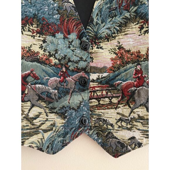 Vintage Clairbots Western Equestrian Tapestry Vest Size Men's Small UNISEX - Picture 6 of 13